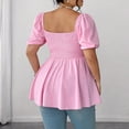 thumbnail image 4 of Women's Summer Peplum Tops Square Neck Ruffle Trim Short Sleeve Blouse Top Dressy Casual Shirts,2XL, 4 of 4