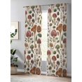 thumbnail image 4 of Fall Sheer Curtains 96 inches Long, Plant Vintage Mushroom Leaf Linen Texture Light Filtering Sheer Window Curtains Rod Pocket Voile Drapes for Bedroom Living Room, 52"W x 96"L 2 Panels, 4 of 7