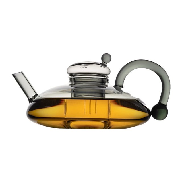 JIEMUCES Glass Tea Pot Rat Tail Kettle Large Capacity Teapot with Infusers for Loose Tea 18.5oz High Borosilicate Filtration Teapot