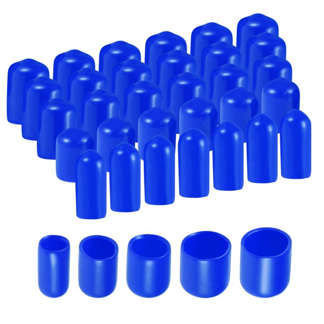Unique Bargains 50pcs Round Rubber End Caps 1/4' 3/8' 1/2' 5/8' 3/4' Blue Vinyl Cover Screw Thread Protectors