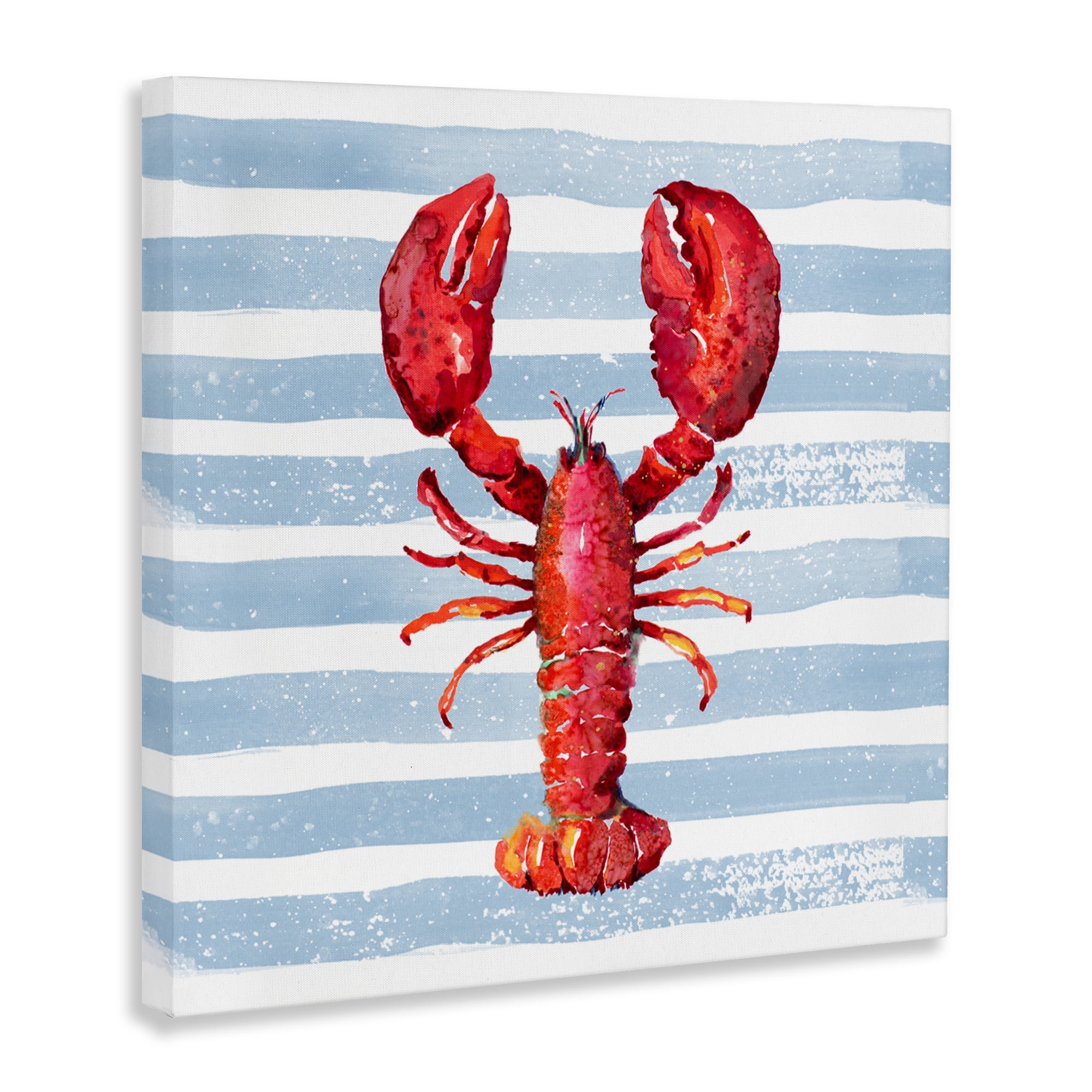 Stupell Industries Red Lobster on Blue Stripes Canvas Wall Art, design by Patricia Pinto