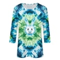 thumbnail image 4 of HOMBOM Summer T-Shirts for Women Graphic Tees Easter 3/4 Sleeve Crew Neck Bunny Print Young Womans Tops Soft, 4 of 4