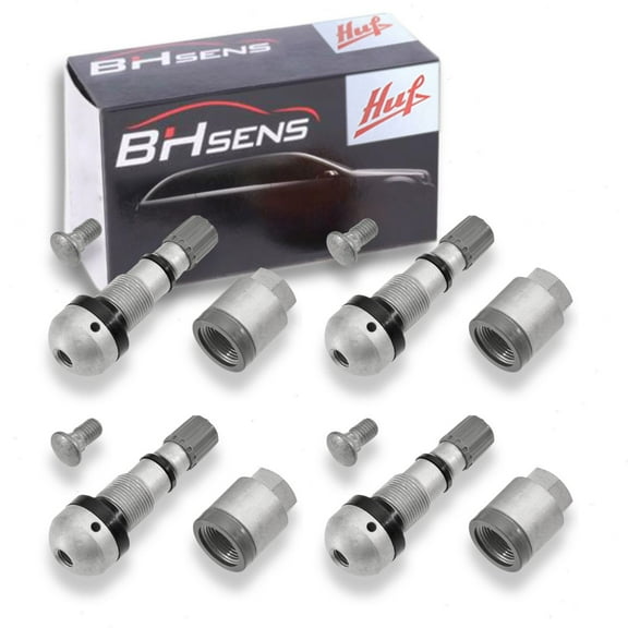 4 pc Huf TPMS Sensor Service Kits compatible with BMW 335is 2011-2013 - 43Mm Silver Finish