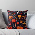 thumbnail image 5 of Ryan; Halloween Skull Bat Pumpkin Pattern Throw Pillow Cover 45x45cm – Spooky Holiday Cushion Case for Halloween Party Decor, 5 of 7
