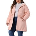 thumbnail image 4 of Agnes Orinda Women's Plus Size Parkas Jackets Faux Fur Lined Long Coats Casual Anorak Outwear Coat with Hood 3X Pink, 4 of 6