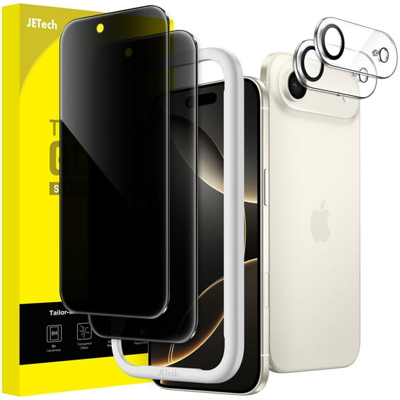 JETech Privacy Screen Protector for iPhone 17 Air 6.6-Inch with Camera Lens Protector, Anti-Spy Tempered Glass Film, Easy Installation Tool, 2-Pack Each