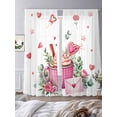 thumbnail image 3 of Valentine's Day Sheer Curtains 96 Inch Length 2 Panels Set, Ice Cream Love Rose Eucalyptus Leaves Voile Window Treatment Semi Sheer Long Curtains Drapes for Bedroom/Living Room/Kitchen 52"x96"x2, 3 of 7