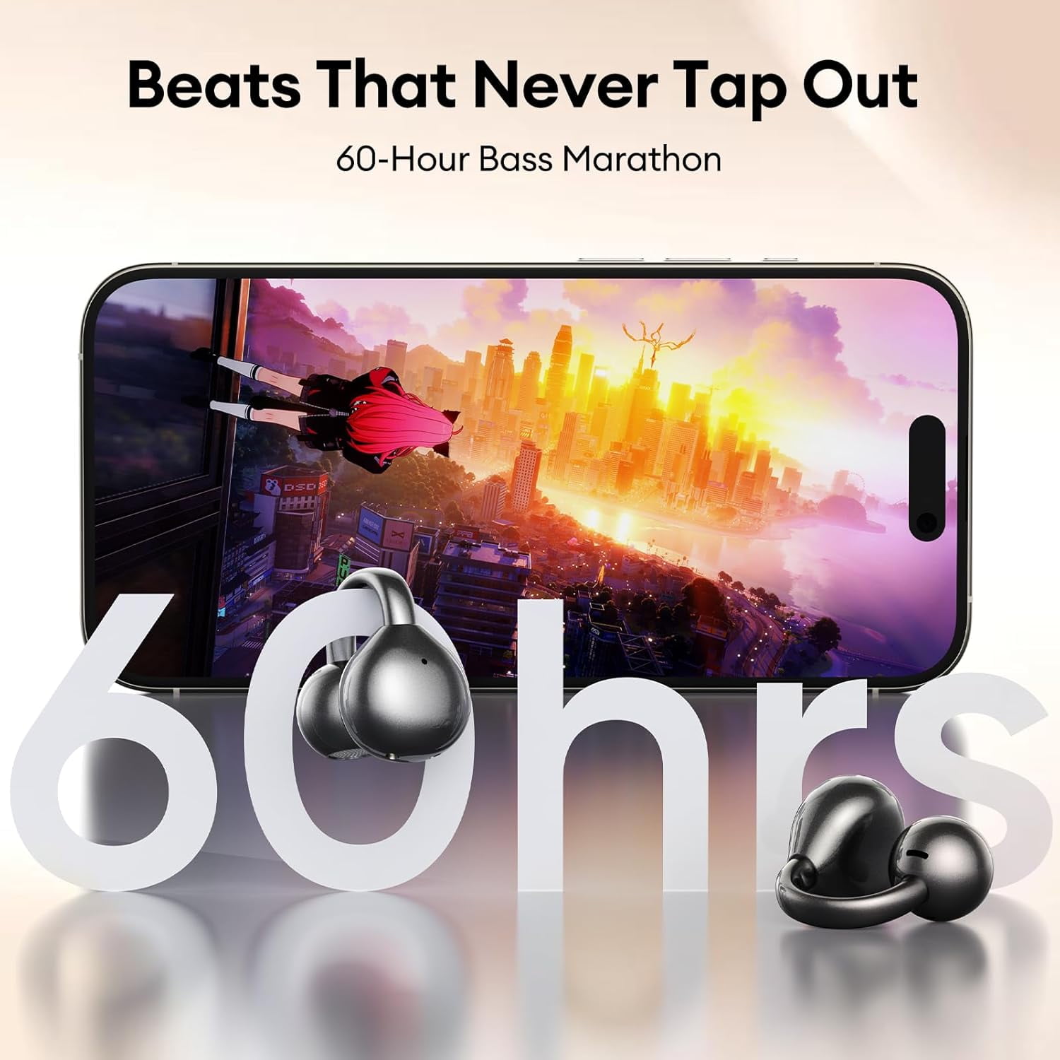 M100 Clip On Ear Headphones AI Open Ear Earbuds Wireless Bluetooth 5.4, Clip On Earbuds with LCD Touchscreen, Lightweight Comfort Open Ear Headphones for Sports, Fitness, and Workouts