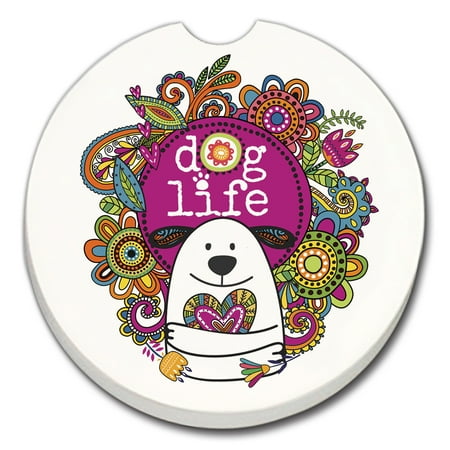 

CounterArt Dog Life 1 Pack Absorbent Stone Coaster for Vehicle Cup Holder 2.6” Diameter
