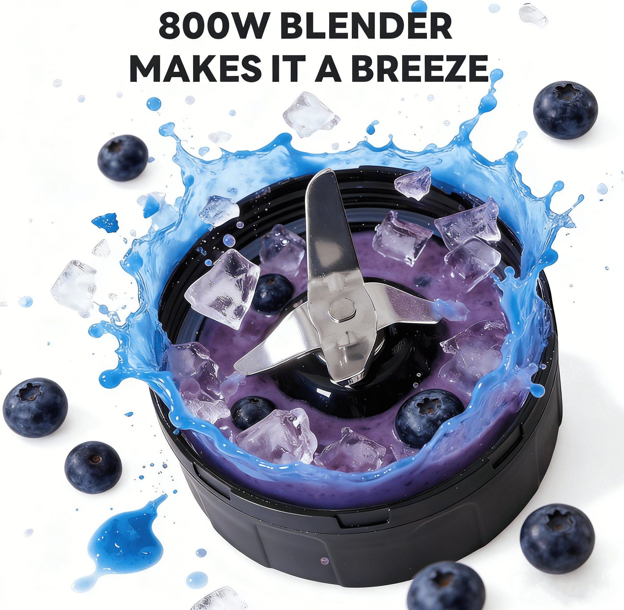 Smoothie Blender, Personal Blender Set with BPA-Free Portable Cups, Compact Blender for Shakes Sauces Juice and Ice Crushing, Light Silver
