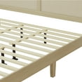 thumbnail image 6 of Boho Solid Wood Platform California King Bed with Rattan Cane Headboard, Silent Slats, Natural, 6 of 9