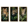 thumbnail image 2 of Designart "Tigers In Asian Painting IX" Asian Framed Wall Art Set Of 3 - Green Asian Art Frame Gallery Set For Office Decor, 2 of 6