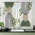 thumbnail image 2 of Sage Green Boho Kitchen Curtains for Bedroom 27.5Wx39H Inch Rod Pocket Mid Century Modern Abstract Gold Leaves Sun Minimalist Geometric Arch 2 Panels Window Treatment Set for Living Room Decor, 2 of 5