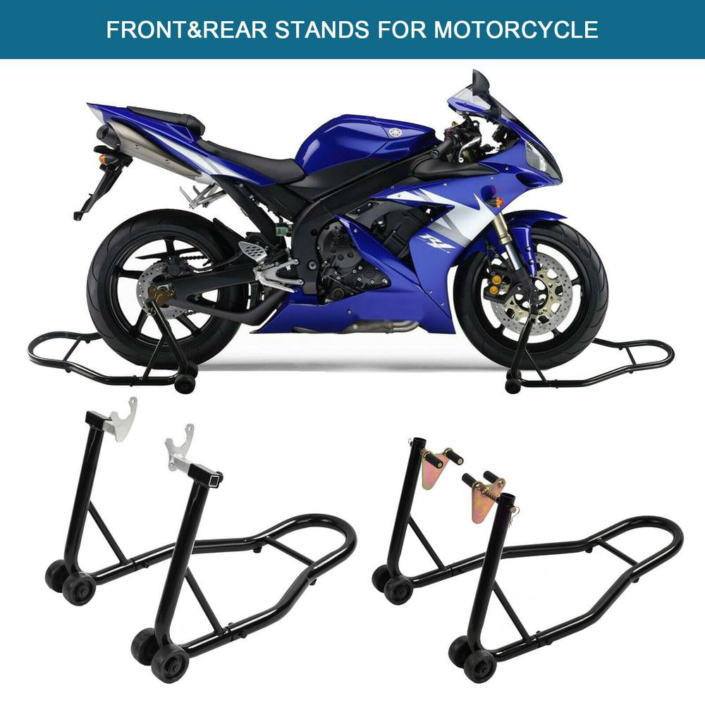 Pair Stand Set Bike-It Front & Rear Motorcycle Bike Paddock Stands 