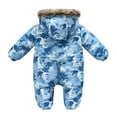 thumbnail image 3 of DHFJKG Baby Infant Snowsuit Winter Padded Clothes Fuzzy Trim Hooded Butterfly Print Zipper Romper Jumpsuit Warm Outwear Outfits Lovely Onesies, 3 of 6