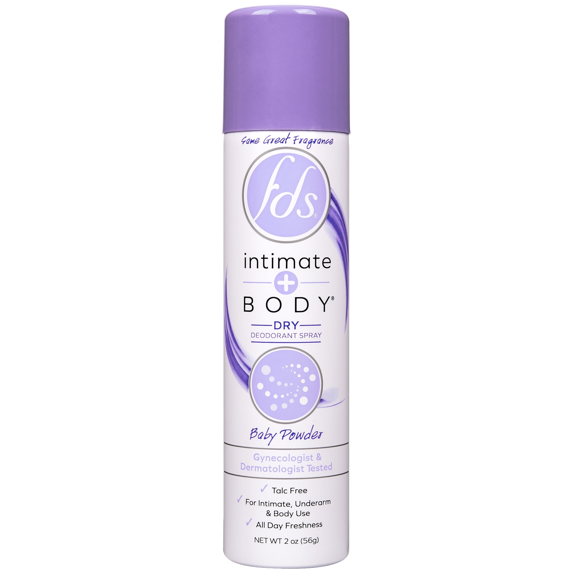 FDS Intimate + Body Dry Feminine Deodorant Spray, Baby Powder, 2oz