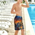 thumbnail image 6 of Cauagu Neon Shanghai Cityscape Night Print Swim Trunks for Men,Youth Boys Swim Shorts Compression Liner Beach Shorts Boys' Swimming Shorts 7-20 Years Bathing Suit-Medium, 6 of 7