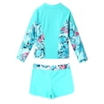 thumbnail image 4 of YONGHS Girls 2 Pcs Swimsuit Summer Floral Printed Long Sleeve Swim Top with Boyleg Shorts Suit Zipper Leaf 14, 4 of 7