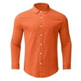 thumbnail image 3 of Mens Linen Button Down Shirts Long Sleeves Summer Beach Casual Regular Fit Shirt Tops, 3 of 7