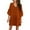 Brown, variant on YAYUBA Vacation Outfits for Women Fashion Loose Casual Solid Color V Neck Five Quarter Sleeve Flared Sleeve Dress Resort Wear for Women