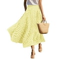 thumbnail image 6 of Prolriy Women's Skirts, Women's Summer Elastic High Waist Plaid Ruffled Maxi Skirt Swing Flowy A Line Skirt Maxi Skirts for Women Yellow XXL, 6 of 7