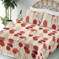 thumbnail image 3 of Ambesonne Tulips Fitted & Flat Sheet with Shams 4 Pcs Set, Simple Blooms Pattern Art, Calking, Dark Coral Eggshell, 3 of 5