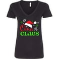 thumbnail image 3 of Inktastic Oma Claus with Christmas Santa Hat and Snowflakes Women's V-Neck T-Shirt, 3 of 5