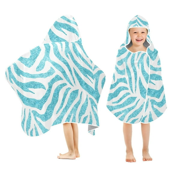 joogoo Blue Zebras Pattern Kids Hooded Beach Towel Baby Bath Towel 23.5"x50"