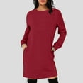 thumbnail image 2 of yocbz Womens Dresses Women Fall Dresses 2025 Long Sleeve Solid Color Crew Neck Long Wedding Guest Dress Red,Size for M, 2 of 5