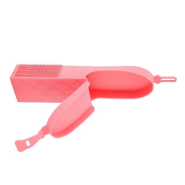 Silicone Makeup Brush Holder with Side Brush Cleaner Flip Cover Dust Proof Large Capacity Cosmetic Brushes Organizer