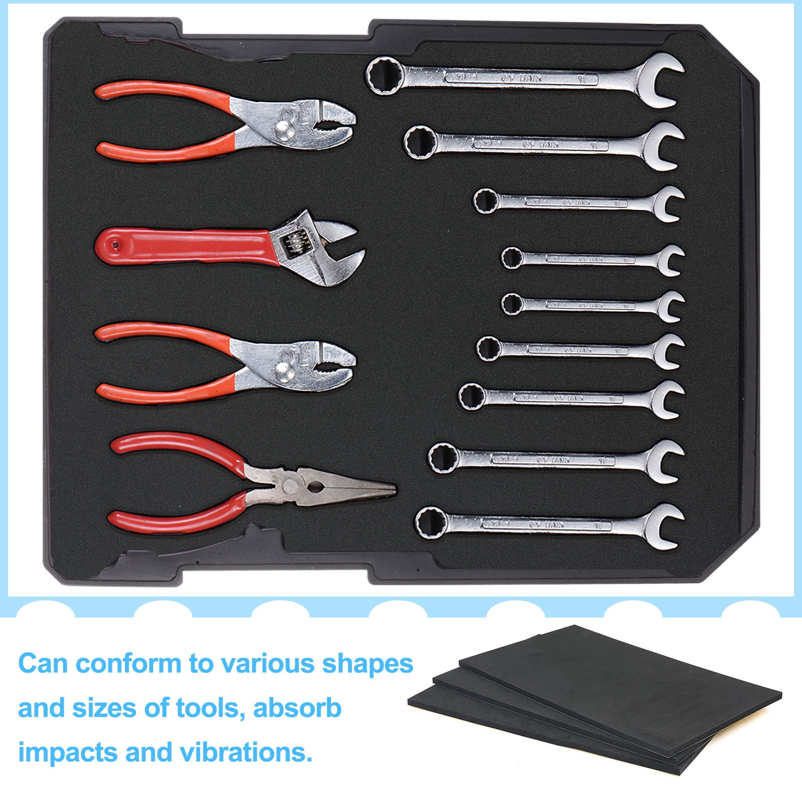 Tool Box Foam 19"x11" EVA Non-Slip Toolbox foam Liner 6in1 Set