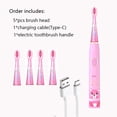 thumbnail image 3 of Cepillo de dientes eléctrico para niños con dibujos animados para niños con cabezal de repuesto ultrasónico IPX7 impermeable recargable cepillo de dientes sónico OFK, 3 of 5