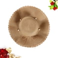 thumbnail image 4 of Sombrero de ala ancha para el sol, ideal para salir, con protección solar y perlas, ideal para playa y verano (caqui), 4 of 7