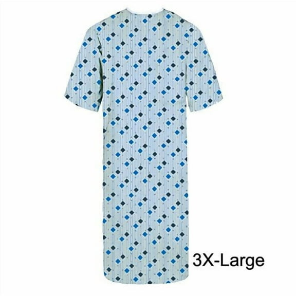 Personal Touch Size 3XL Twill Unisex Blue Diamond Premium Patient Gown (Pack of 1)