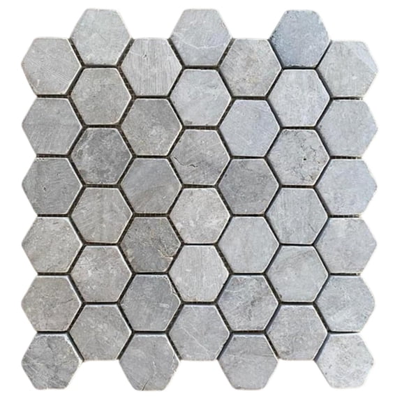 CNK Tile Stone Grey Hexagon 2x2 Marble Mosaic Floor Tile