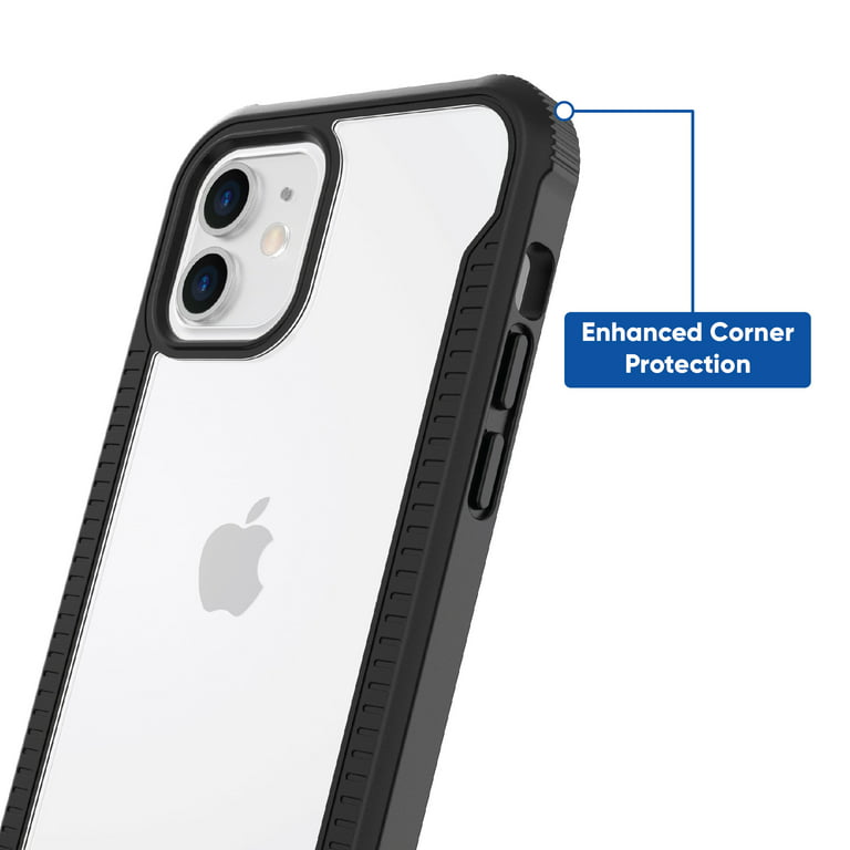 onn. Dual-Layer Phone Case for iPhone 12 / iPhone 12 Pro - Black/Clear 