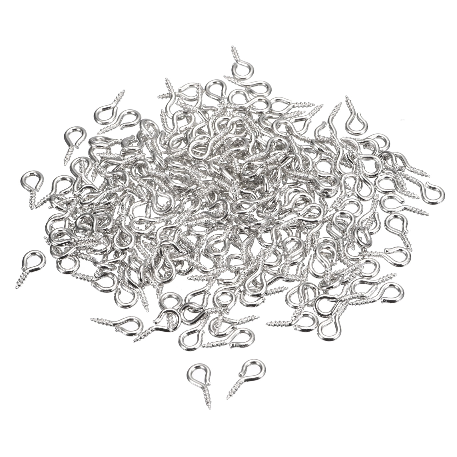 200 Pack Small Screw Eye Hooks Mini Eyelets Screws, 5x10x1.2mm, Silver