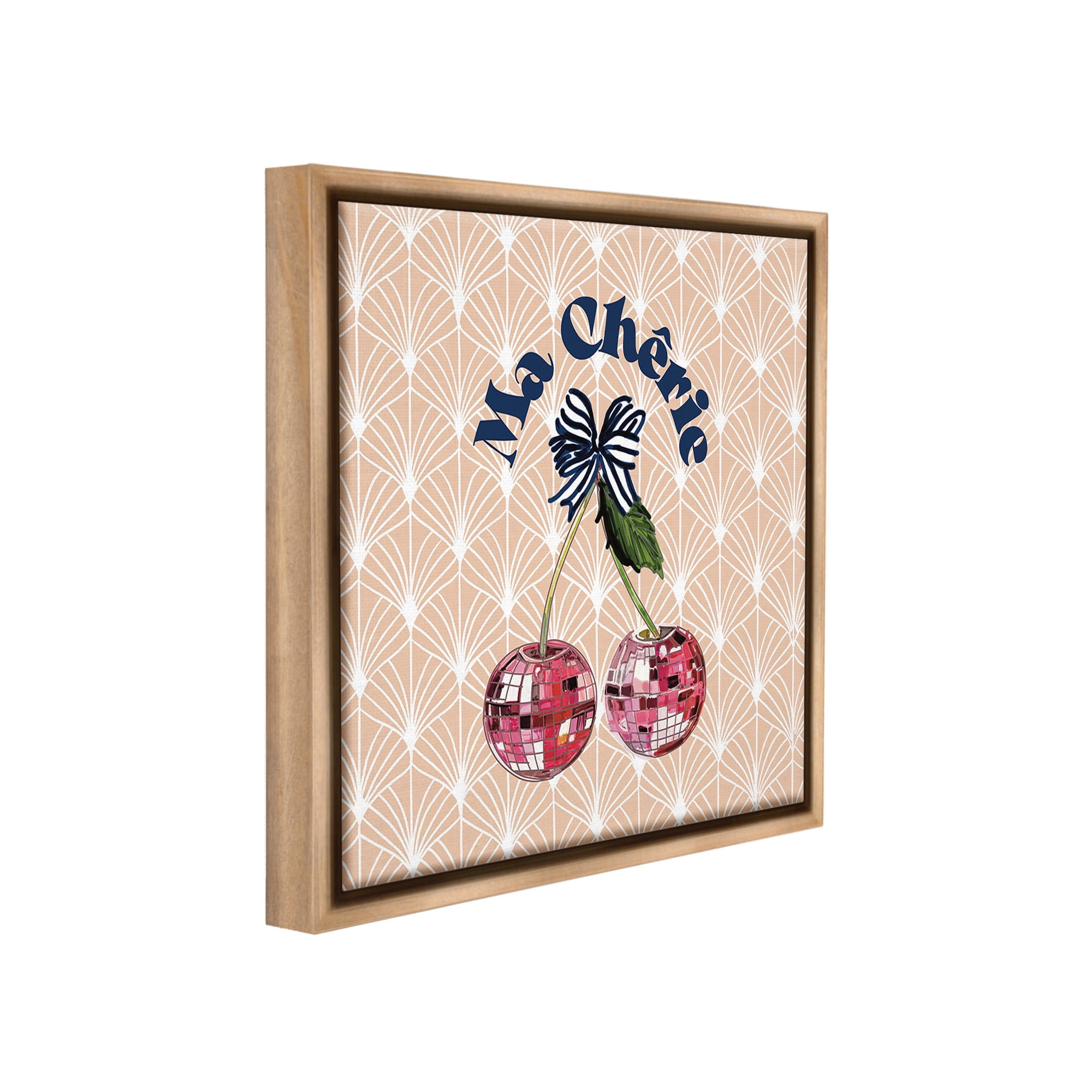 Stupell Industries Botanical Patterned Cherries Food & Beverage Painting Brown Floater Framed Canvas Art Print Wall Art, 25 x 25