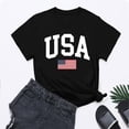 thumbnail image 5 of MESSIYO Shirts for Women Graphic Tees for Women oversized summer tops for women cute graphic tees for women women blouses USA Flag Tee Shirt For Short Sleeve American Proud T Shirt Tops Black L, 5 of 6