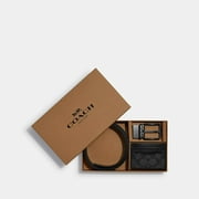 Coach Men's Boxed Card Case And Belt Gift Set In Colorblock Signature Canvas (Charcoal - Black)