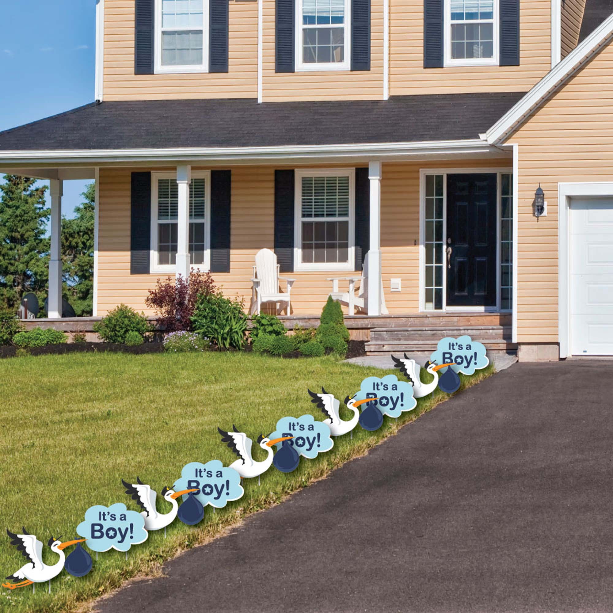 Big Dot of Happiness Boy Special Delivery - Baby Announcement Lawn Decorations - Outdoor Blue It's a Boy Stork Baby Shower Yard Decorations - 10 Piece