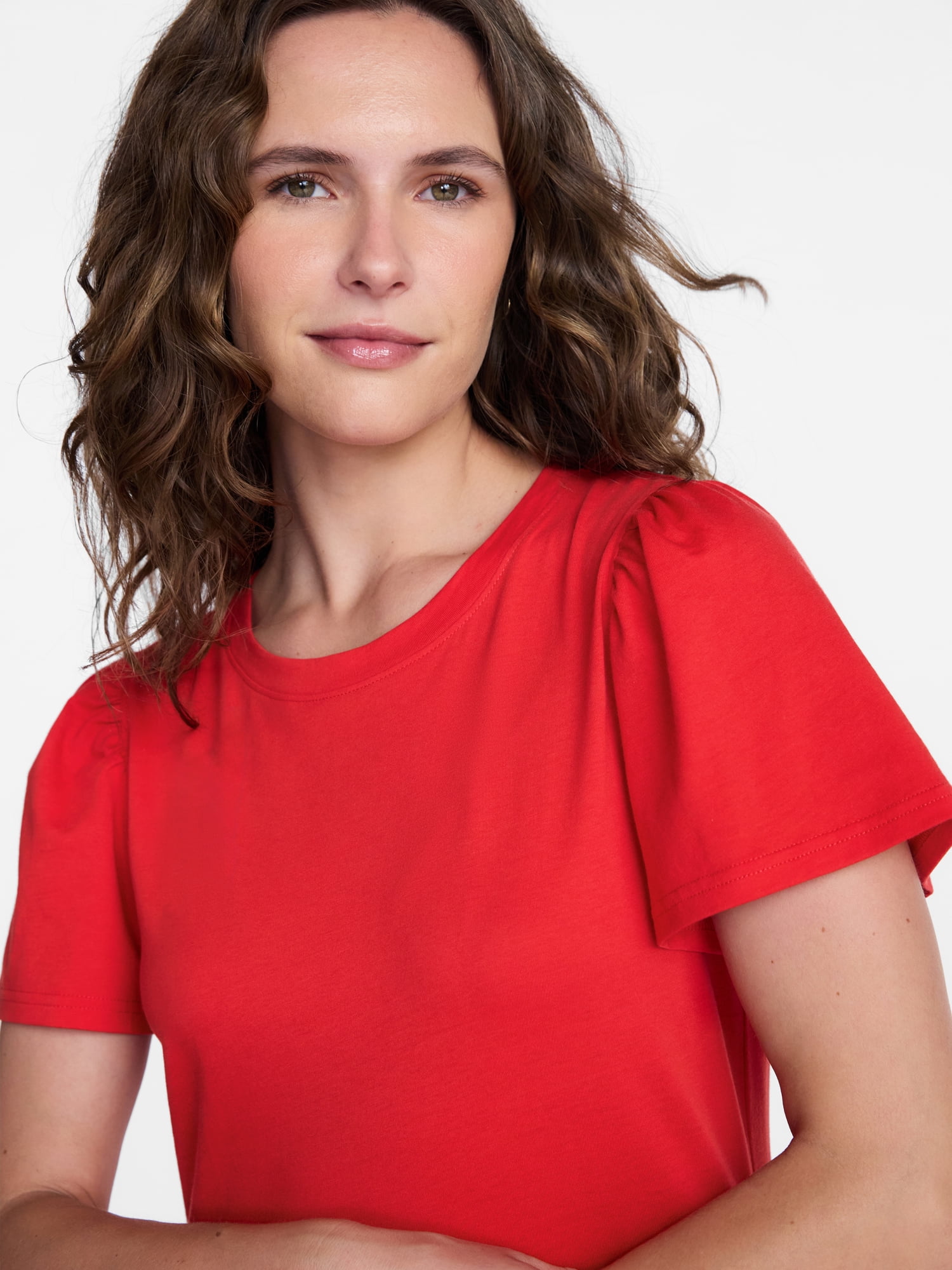 Time and Tru Women's and Women’s Plus Cotton Swing Dress with Short Sleeves, Sizes XS-4X
