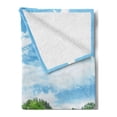 thumbnail image 2 of Landscape Soft Flannel Fleece Throw Blanket, Photo Taken from a Wooden Dock Towards the Sea and Forest Sky Calm Lake Print, Cozy Plush for Indoor and Outdoor Use, 70" x 90", Multicolor, by Ambesonne, 2 of 5