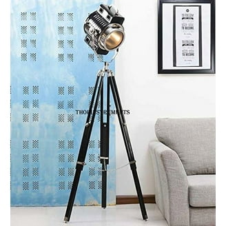 Hollywood Studio Spotlight Tripod Floor Lamp - 65 Inch Vintage Brown Office Decor