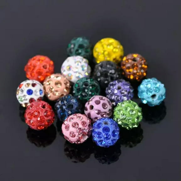U8MO 20pcs 10mm Round Czech Crystal Rhinestone Clay Disco ball Loose Spacer Beads-Random Mixed