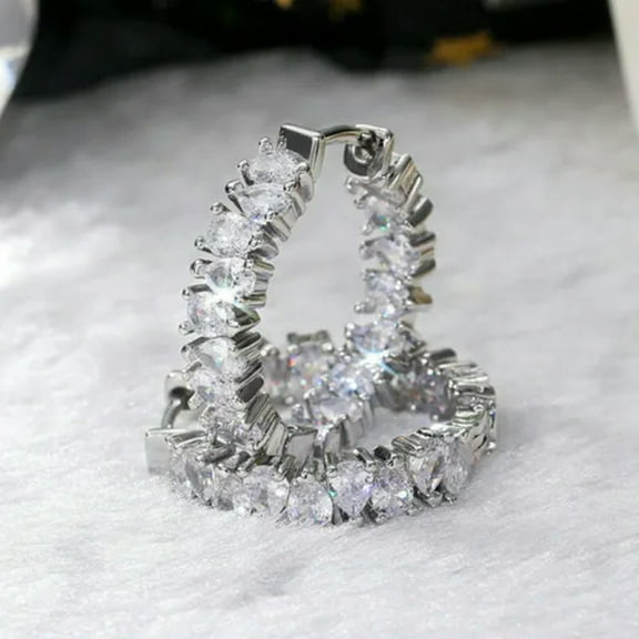 925 Silver,Gold Hoop Earring Romantic Pear Cut Cubic Zircon Women Jewelry
