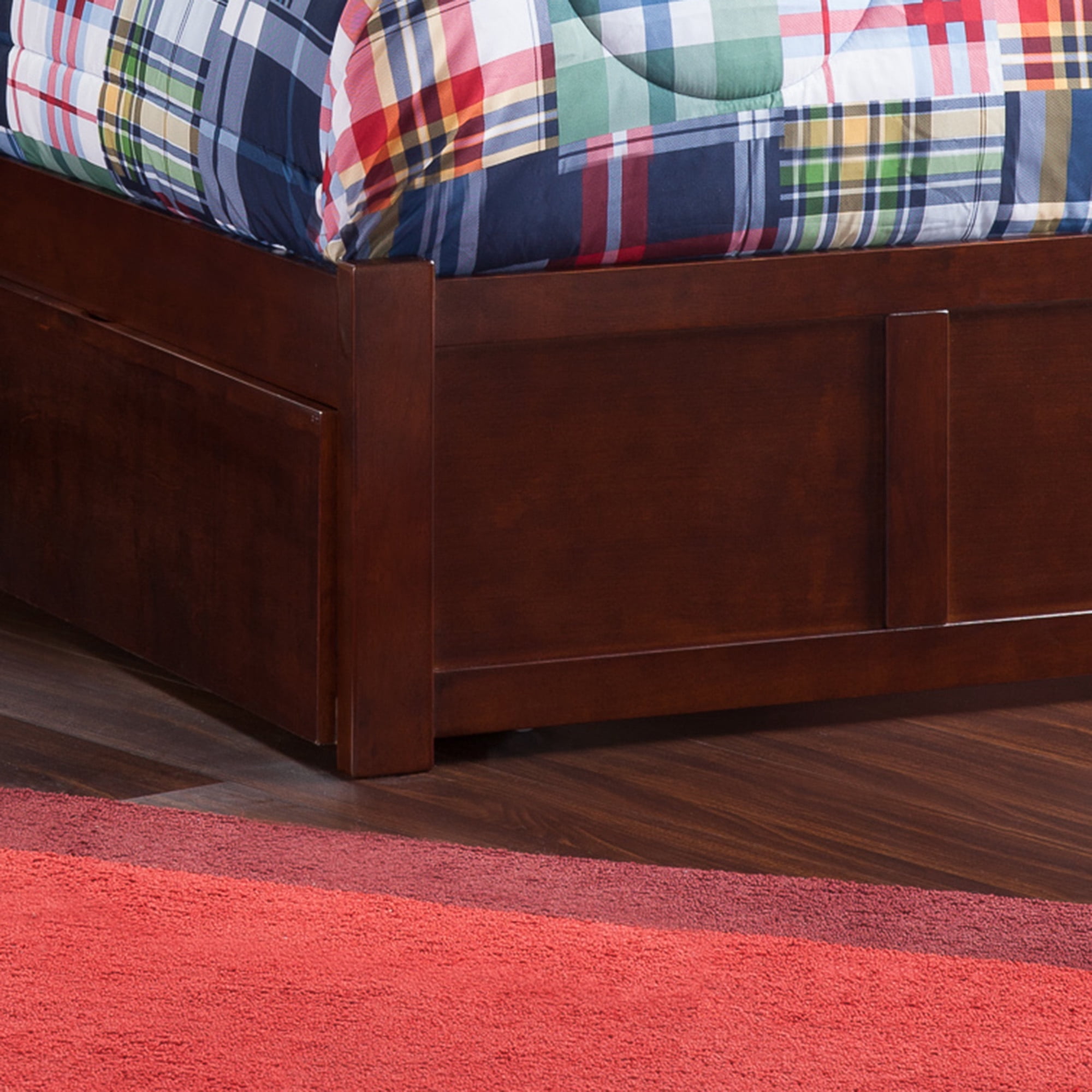 AFI Madison Twin Solid Wood Platform Bed with Footboard & Twin Trundle, Walnut