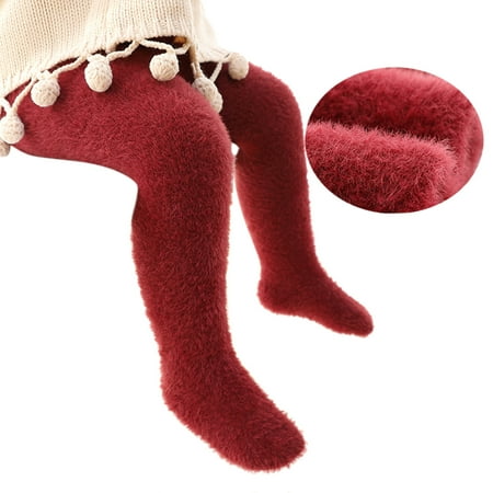 

koaiezne Baby Girls Soft Warm Winter Tights Stocking Cotton Toddler Full Length Pants Tights Children Leggings Pantyhose Woolen Pants for Girls Girls Peach Snow Pants