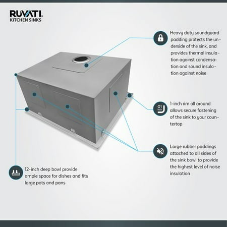 22 Laundry Sink - Ruvati Tirana 25'' x 22'' Drop-In Laundry Sink