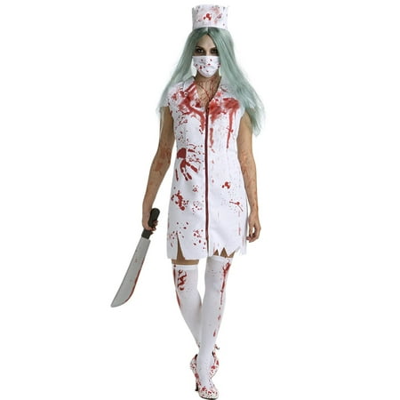 Morph Womens Bloody Zombie Nurse Halloween Costume Hat Horror Scary Costume Halloween White XL